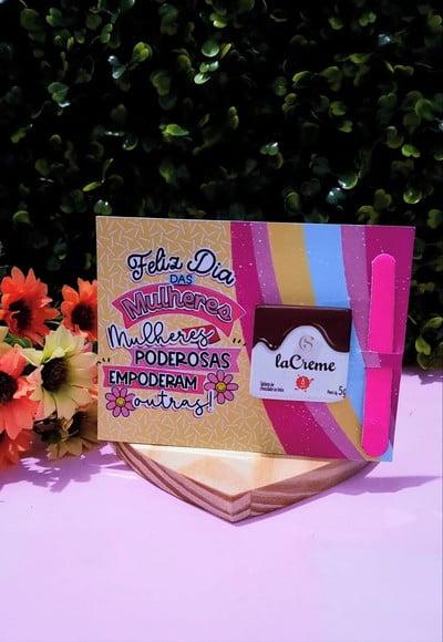 Card com Tablete Cacau Show 5g e Mini Lixa- Dia da Mulher