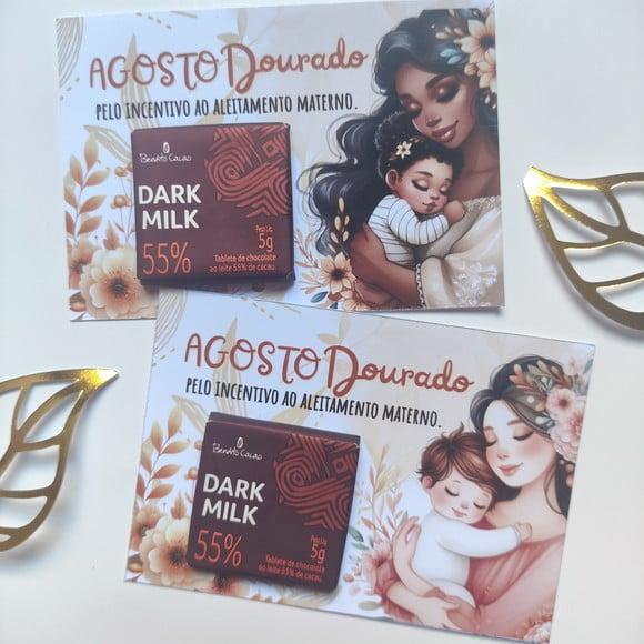 Card com Tablete Cacau Show 5g- Agosto Dourado