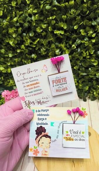 Card com Tablete Cacau Show 5g e Florzinha- Dia da Mulher