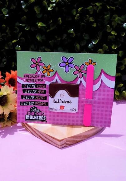 Card com Tablete Cacau Show 5g e Mini Lixa- Dia da Mulher