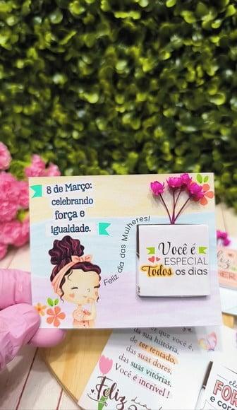Card com Tablete Cacau Show 5g e Florzinha- Dia da Mulher