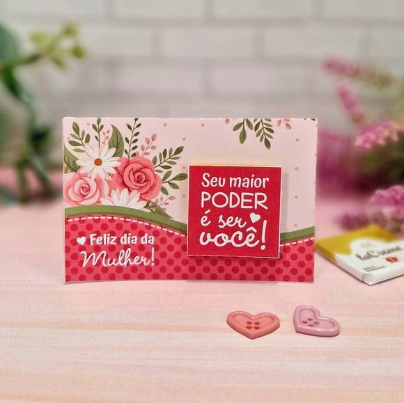 Card com Tablete Cacau Show 5g- Dia da Mulher