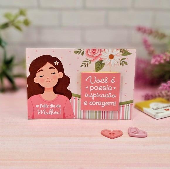 Card com Tablete Cacau Show 5g- Dia da Mulher