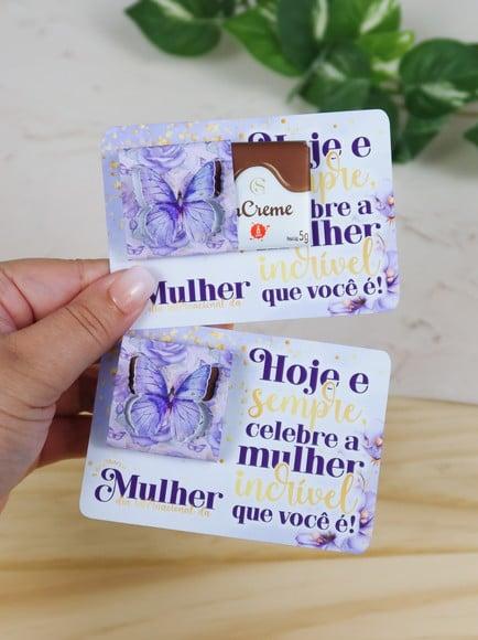 Card com Tablete Cacau Show 5g- Dia da Mulher
