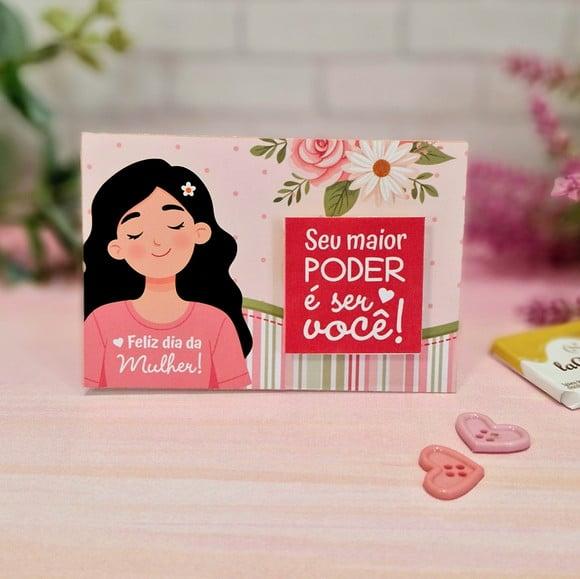 Card com Tablete Cacau Show 5g- Dia da Mulher