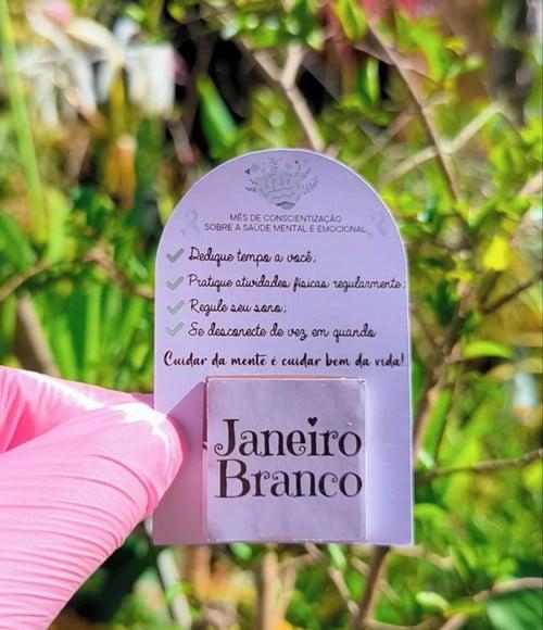 Card com Tablete Cacau Show 5g- Janeiro Branco