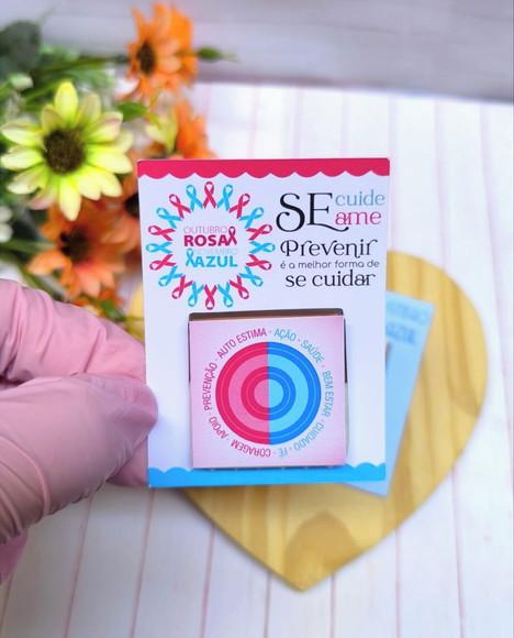 Card com Tablete Cacau Show 5g- Outubro Rosa e Novembro Azul