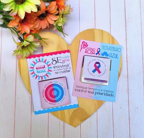 Card com Tablete Cacau Show 5g- Outubro Rosa e Novembro Azul