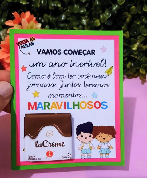 Card com Tablete Cacau Show 5g- Volta Ás Aulas