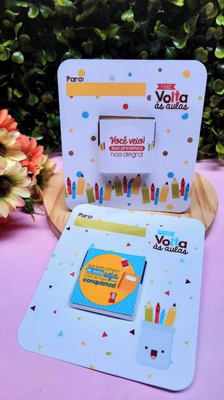 Card com Tablete Cacau Show 5g- Volta Ás Aulas