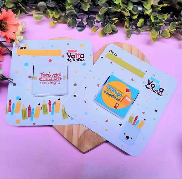 Card com Tablete Cacau Show 5g- Volta Ás Aulas