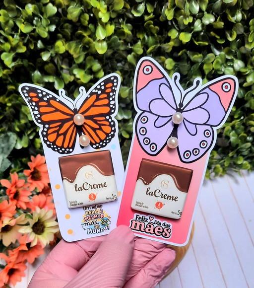 Card com Tablete Cacau Show e Brinco- Dia das Mães