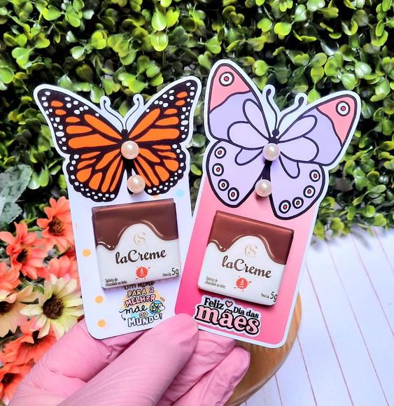 Card com Tablete Cacau Show e Brinco- Dia das Mães