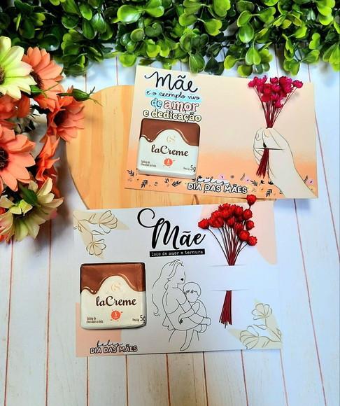 Card com Tablete Cacau Show e Florzinha- Dia das Mães