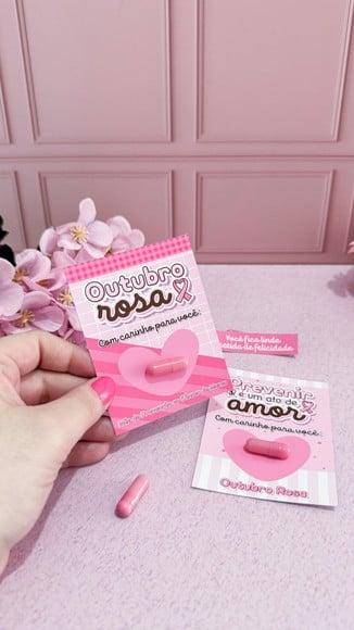 Card e Cápsula com Frase Motivacional- Outubro Rosa