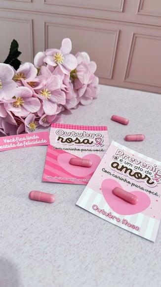 Card e Cápsula com Frase Motivacional- Outubro Rosa
