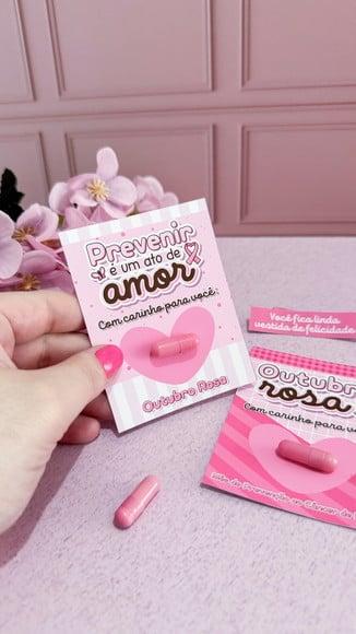 Card e Cápsula com Frase Motivacional- Outubro Rosa
