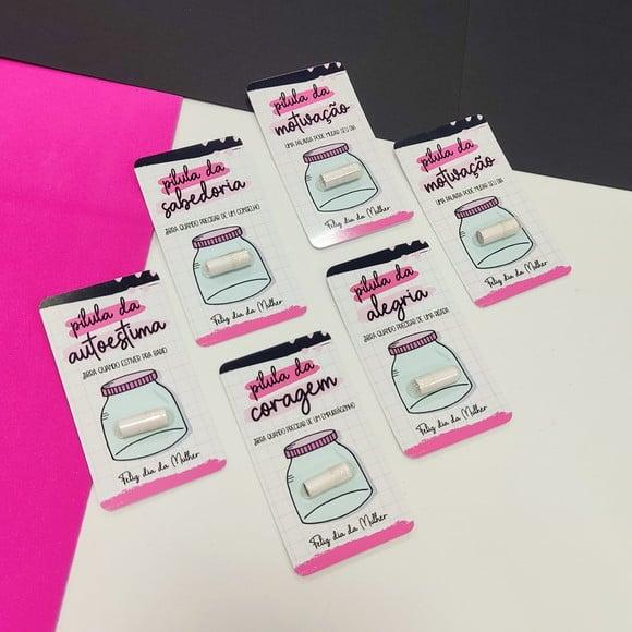 Card e Pílula com Frase- Dia da Mulher