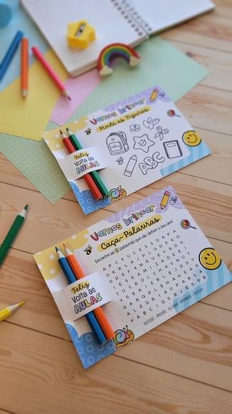 Cartão com 2 Lápis de Colorir- Volta as Aulas