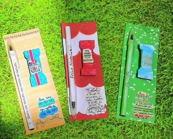 Cartão com Balinha e Caneta- Natal/ Boas Festas