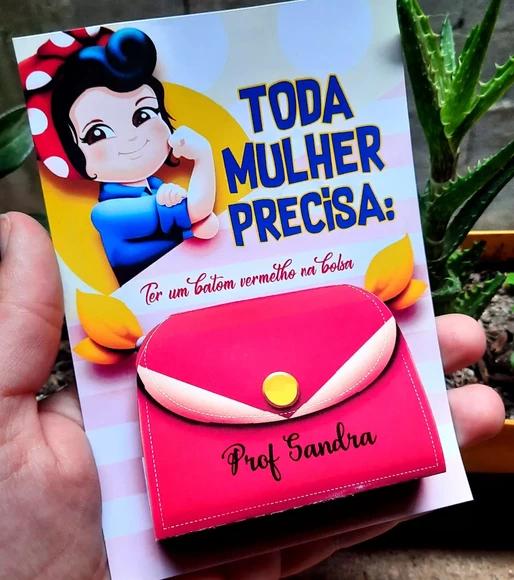 Cartão com Baton- Dia da Mulher