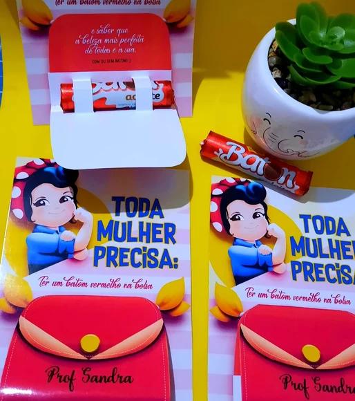 Cartão com Baton- Dia da Mulher