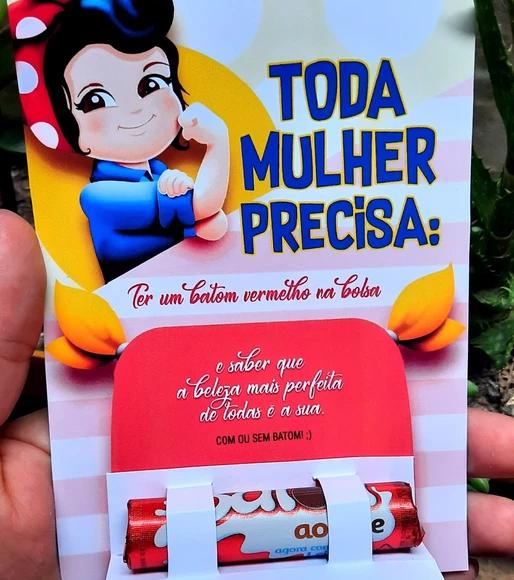 Cartão com Baton- Dia da Mulher