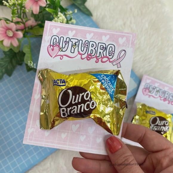 Cartão com Bombom- Outubro Rosa