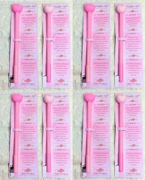Cartão com Caneta Coração- Outubro Rosa
