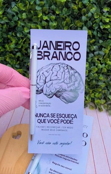 Cartão com Caneta Branca- Janeiro Branco