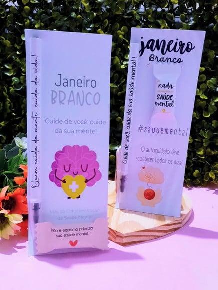 Cartão com Caneta e Balinha- Janeiro Branco