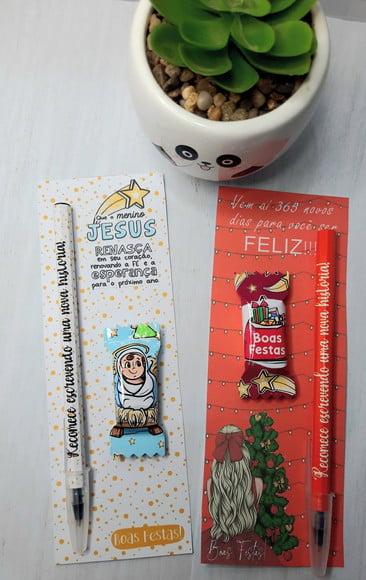 Cartão com Caneta e Balinha- Mimo Natal