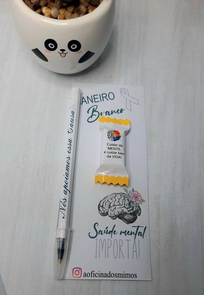 Cartão com Caneta e Balinha- Saúde Mental