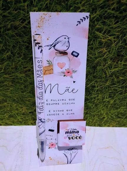 Cartão com Caneta e Chocolatinho Cacau Show 5g- Dia das Mães