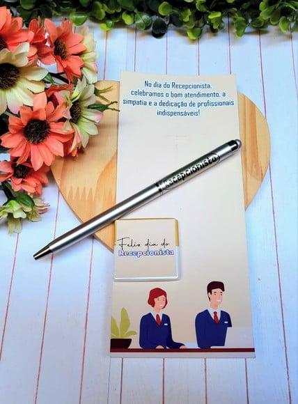 Cartão com Caneta e Tablete Cacau Show 5g- Recepcionista
