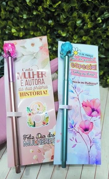 Cartão com Caneta Flor- Dia da Mulher