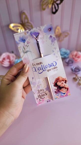 Cartão com Caneta Luxo- Dia das Mães