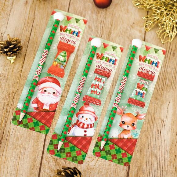 Cartão com Caneta ou Lápis e Balinha- Natal