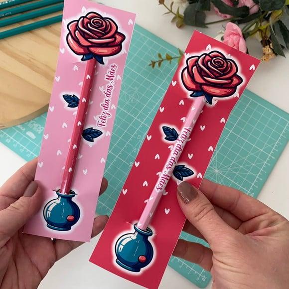 Cartão com Caneta ou Lápis- Dia das Mães