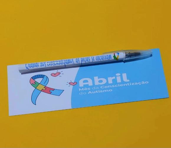 Cartão com Caneta- Abril Azul