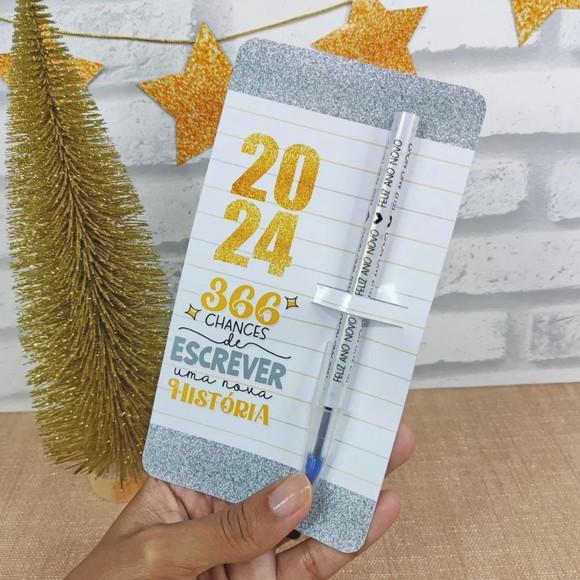 Cartão com Caneta- Boas Festas