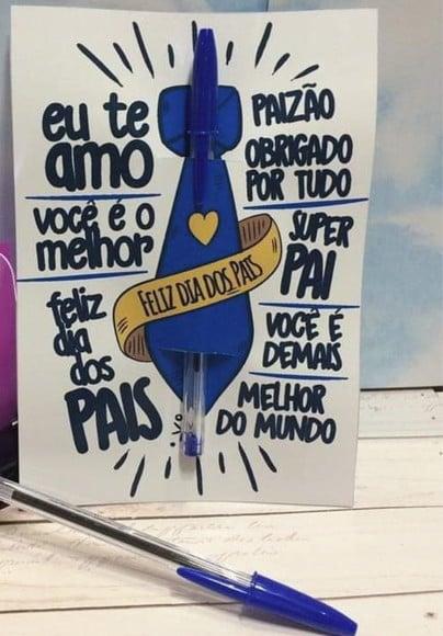 Cartão com Caneta- Dia dos Pais