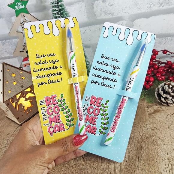 Cartão com Caneta- Natal