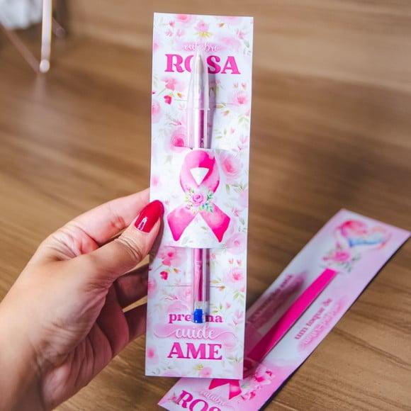 Cartão com Caneta- Outubro Rosa