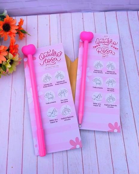 Cartão com Caneta- Outubro Rosa