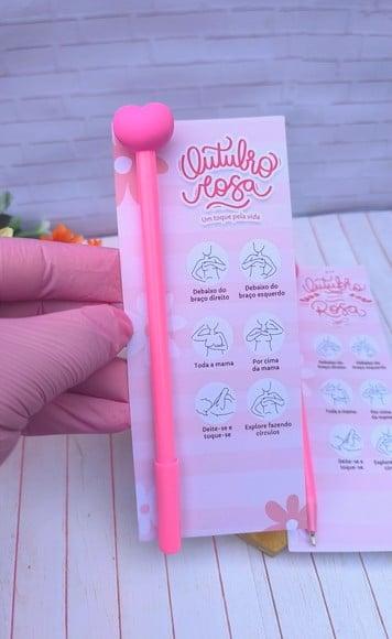 Cartão com Caneta- Outubro Rosa