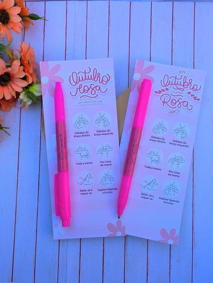 Cartão com Caneta- Outubro Rosa