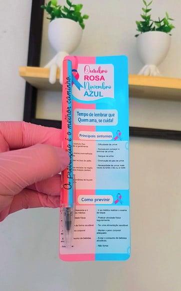 Cartão com Caneta- Outubro Rosa e Novembro Azul