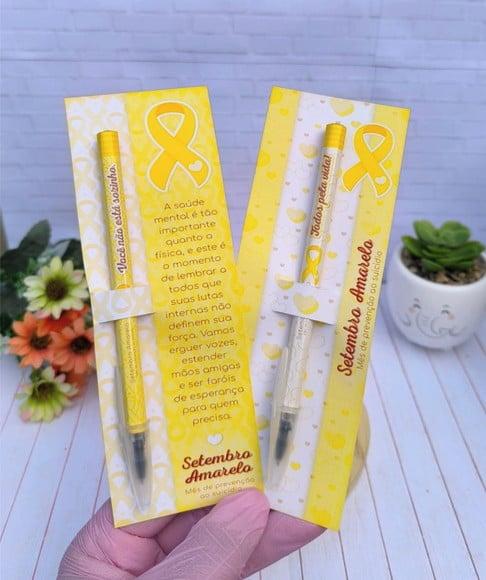 Cartão com Caneta- Setembro Amarelo