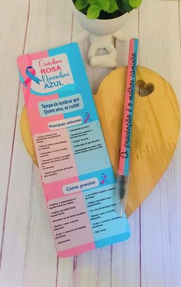 Cartão com Caneta- Outubro Rosa e Novembro Azul